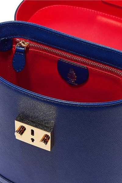 Shop Mark Cross Benchley Textured-leather Shoulder Bag In Royal Blue