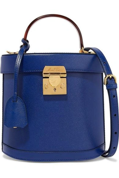 Shop Mark Cross Benchley Textured-leather Shoulder Bag In Royal Blue