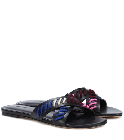 Shop Isabel Marant Jansee Leather Slides In Black