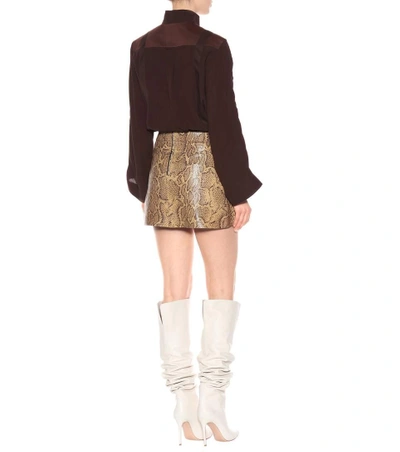Shop Chloé Python-printed Leather Miniskirt In Beige