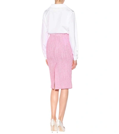 Shop Alessandra Rich Tweed Pencil Skirt In Pink