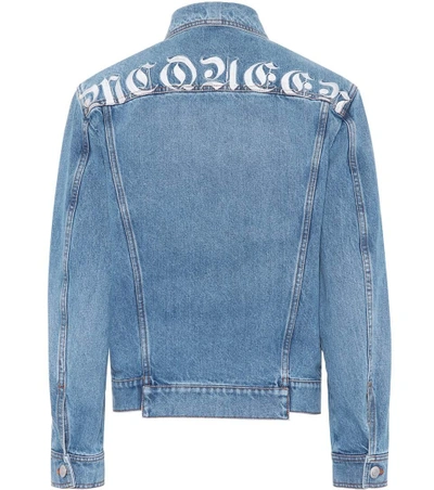 Shop Alexander Mcqueen Embroidered Denim Jacket In Blue
