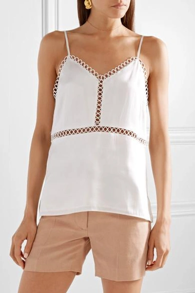 Shop Cami Nyc The Tracey Lattice-trimmed Silk-charmeuse Camisole In White