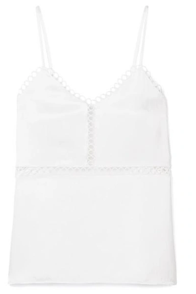 Shop Cami Nyc The Tracey Lattice-trimmed Silk-charmeuse Camisole In White