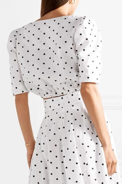 Shop Lisa Marie Fernandez Diana Double-breasted Embroidered Polka-dot Linen Top In White