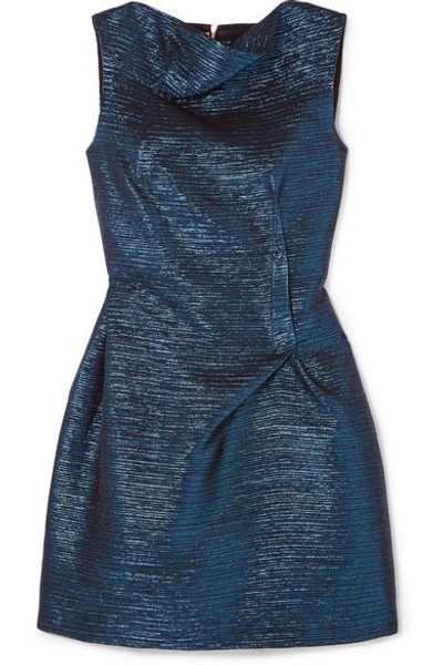 Shop Roland Mouret Zonda Metallic Woven Mini Dress In Blue