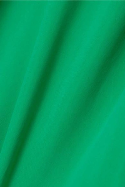 Shop Tibi Ruffle-trimmed Washed-satin Midi Dress In Green