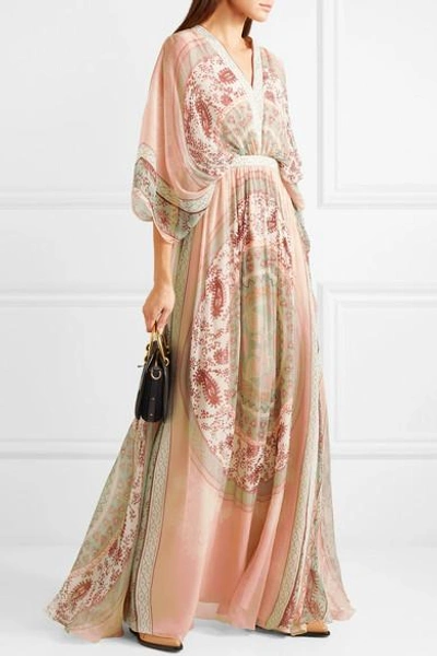 Shop Chloé Printed Silk-crepon Maxi Dress In Pink