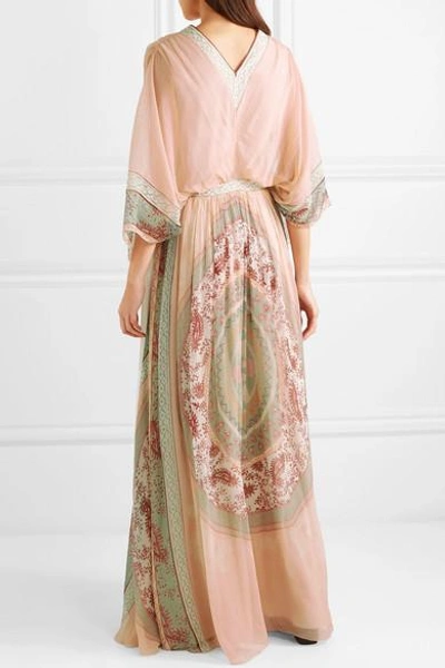 Shop Chloé Printed Silk-crepon Maxi Dress In Pink