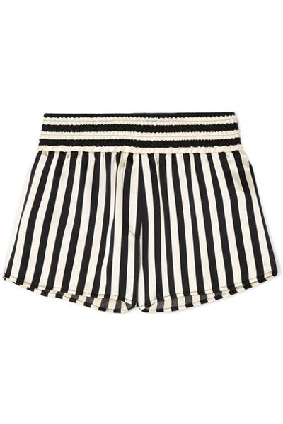 Shop Morgan Lane + Amanda Fatherazi Corey Striped Silk-charmeuse Pajama Shorts In Black