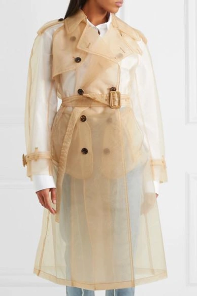 Shop Maison Margiela Organza Trench Coat In Beige