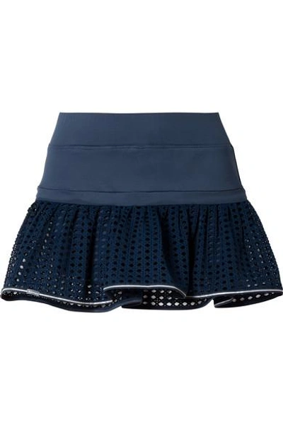 Shop L'etoile Sport Pointelle-paneled Stretch-jersey Tennis Skirt In Navy