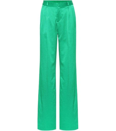 Shop Attico Hammered Satin Pants In Green