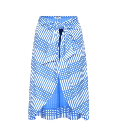 Shop Ganni Aroa Printed Skirt In Blue