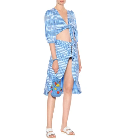 Shop Ganni Aroa Printed Skirt In Blue