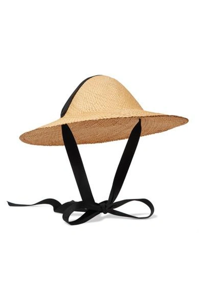 Shop Clyde Adriatic Cotton-trimmed Straw Hat In Ivory