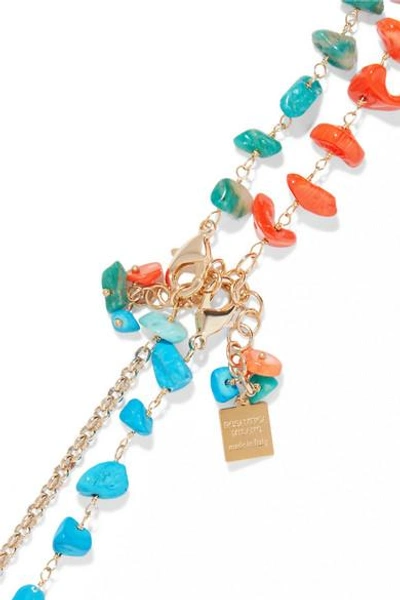 Shop Rosantica Vento Gold-tone Beaded Necklace In Blue