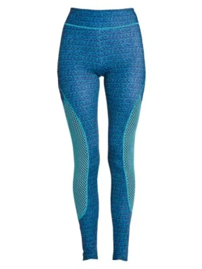 Shop Fendi Heart Print Leggings In Blue Heart Print