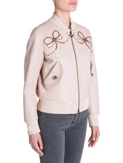 Shop Fendi Embellished Bomber Jacket In Pink