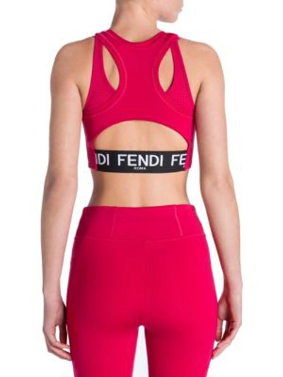 Shop Fendi Logo Sports Bra In Red