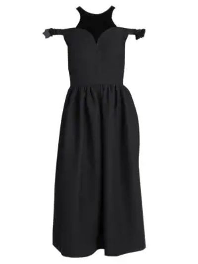 Shop Fendi Cold Shoulder Cocktail Dress In Black