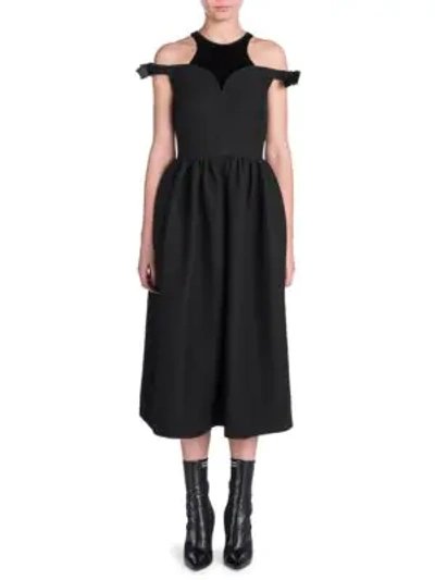 Shop Fendi Cold Shoulder Cocktail Dress In Black