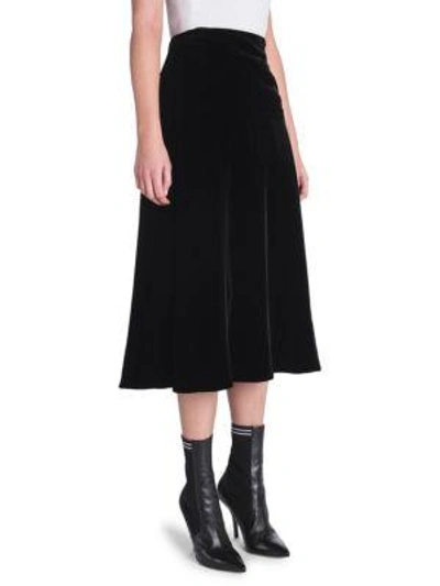 Shop Fendi Velvet A-line Midi Skirt In Black
