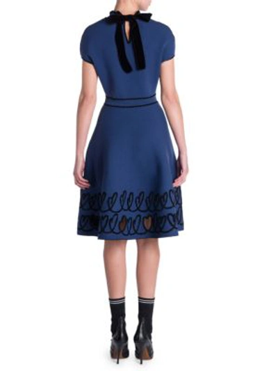 Shop Fendi Reversible Knit Dress In Blue