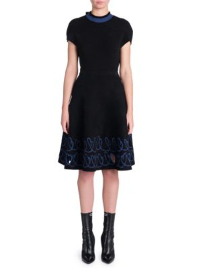 Shop Fendi Reversible Knit Dress In Blue