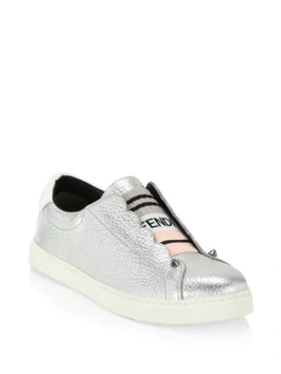 Shop Fendi Rockoko Slip-on Sneakers In Silver