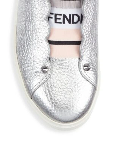 Shop Fendi Rockoko Slip-on Sneakers In Silver