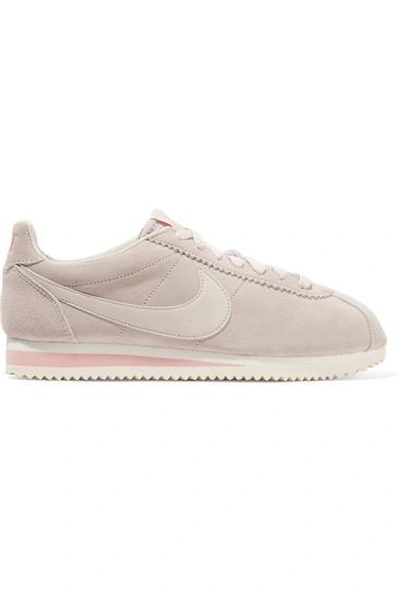 Shop Nike Classic Cortez Suede And Leather Sneakers In Stone