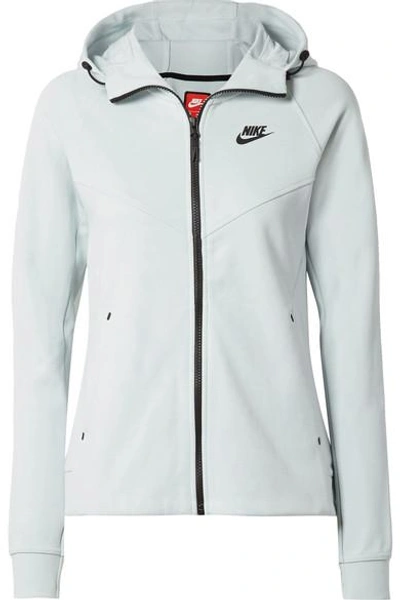 Shop Nike Tech Fleece Cotton-blend Jersey Hoodie In Sky Blue