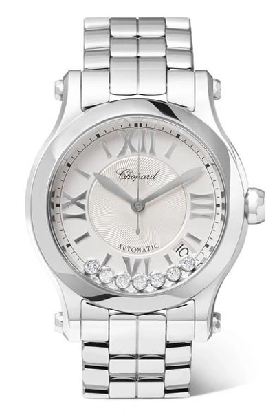 Shop Chopard Happy Sport 36mm Stainless Steel And Diamond Watch In Silver
