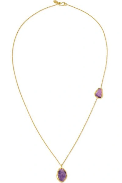 Shop Pippa Small 18-karat Gold Amethyst Necklace