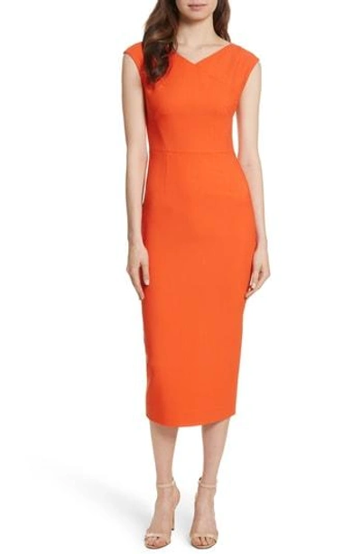 Shop Diane Von Furstenberg Midi Sheath Dress In Tangerine