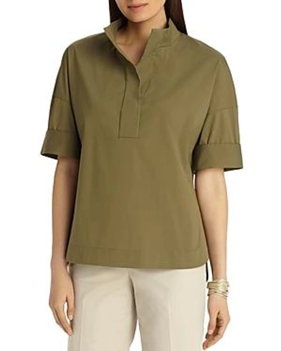 Shop Lafayette 148 Silvia Stand-collar Blouse In Lily Pad