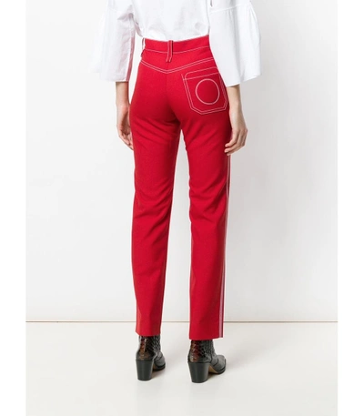 Shop Chloé Red Contrast Stitch Straight Leg Trousers