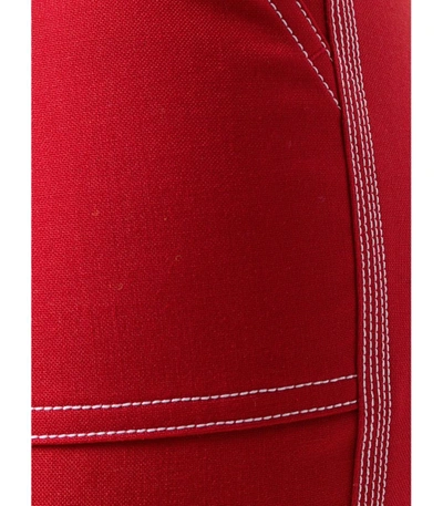 Shop Chloé Red Contrast Stitch Straight Leg Trousers