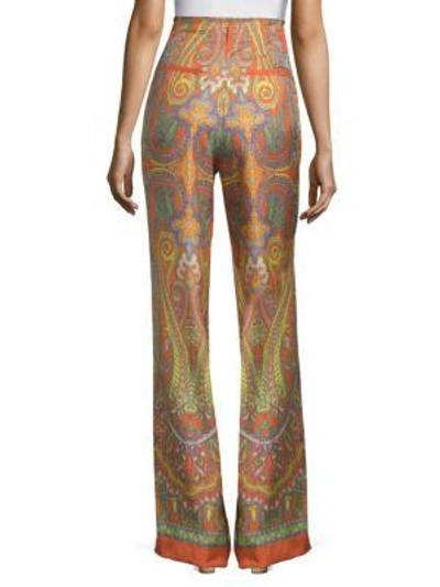 Shop Etro Printed Pants In Orange