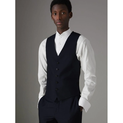 Shop Burberry Slim Fit Wool Silk Three-piece Evening Suit In Navy