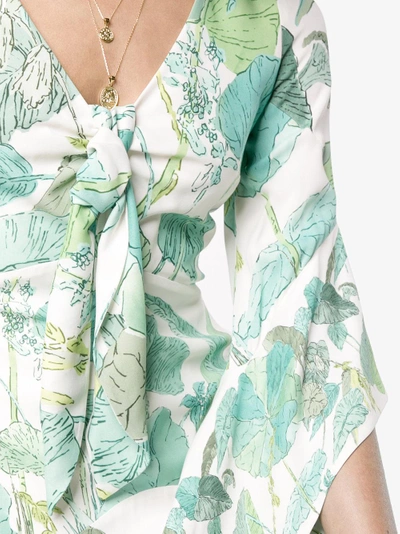 Shop Peter Pilotto Silk Palm Print Dress In Green