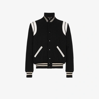 Shop Saint Laurent Teddy Bomber Jacket - Men's - Wool In Black