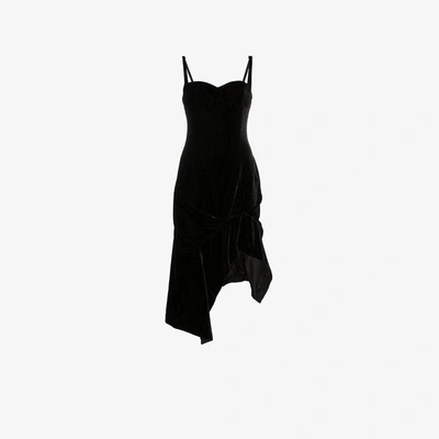 Shop Olivier Theyskens Velvet Fitted Midi Dress In Black