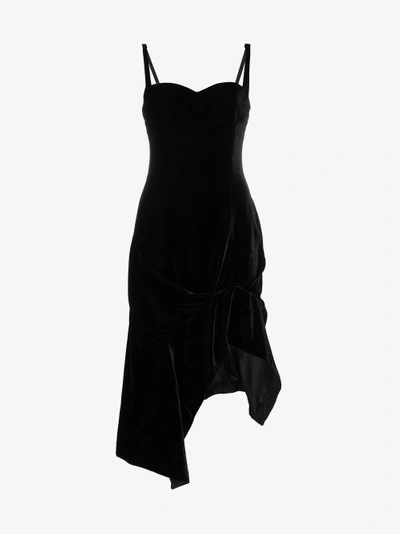 Shop Olivier Theyskens Velvet Fitted Midi Dress In Black