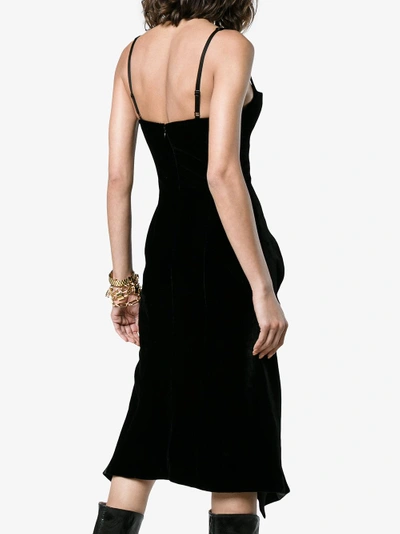 Shop Olivier Theyskens Velvet Fitted Midi Dress In Black