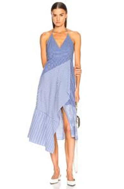 Shop Tibi Collage Dress In Blue,stripes