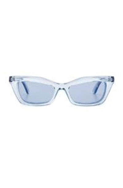 Shop Balenciaga Rectangular Cat Eye Sunglasses In Ice Blue
