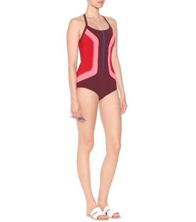 Shop Isabel Marant Toan Zipped Swimsuit In Multicoloured