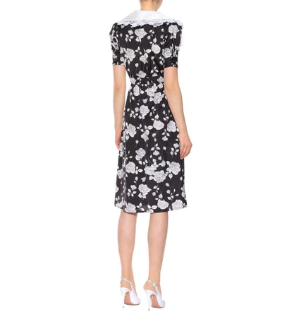 Shop Alessandra Rich Floral-printed Faille Dress In Black